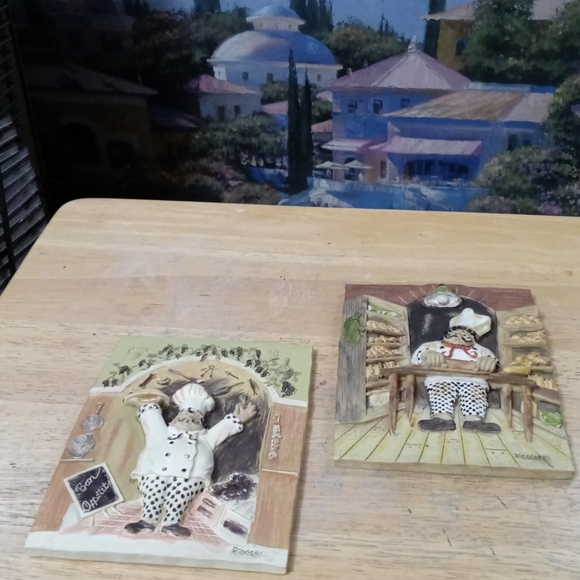 🍶🍵(Get Two) Italian Fat Chef 3D Kitchen Pic Handmade Decor Wall Plaques.🏆🏇 - Picture 8 of 10